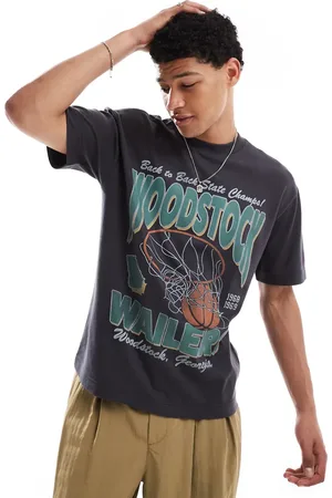 Hollister Camiseta negra de corte cuadrado con estampado deportivo Cooling de