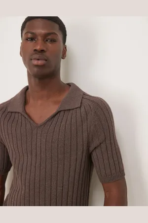 ASOS Polo ajustado de corte cuadrado de punto acanalado de