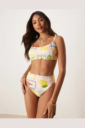 ASOS Braguitas de bikini de talle alto y pernera alta con Olive de -Multicolor