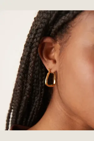 ASOS Pendientes dorados con diseño cuadrado retorcido de acero inoxidable resistente al agua de