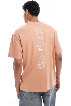 Only & Sons Camiseta naranja lavado extragrande con estampado "Kasbah" de
