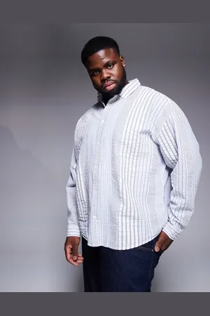ASOS Camisa extragrande a rayas blancas y azules estilo años 90 de sirsaca de
