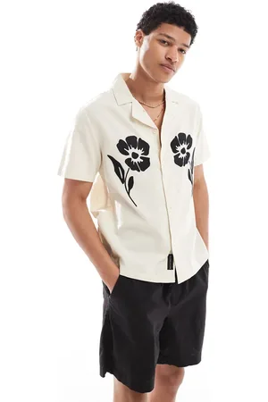 Native Youth Camisa beis con detalle bordado y cuello de solapas de -Neutro