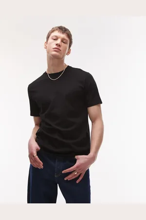 Topman Camiseta negra de corte estándar de
