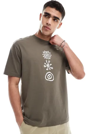 Only & Sons Camiseta marrón extragrande con estampado en la espalda de estilo rupestre de -Azul marino