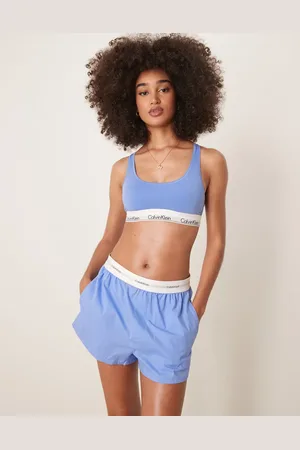 Calvin Klein Pantalones cortos de pijama azul aciano de tejido liso de
