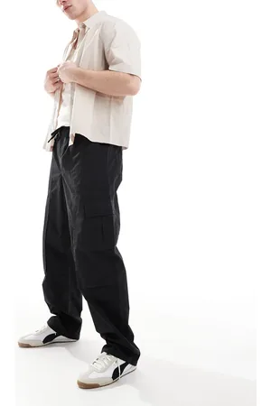 ASOS Pantalones cargo negros de pernera ancha de