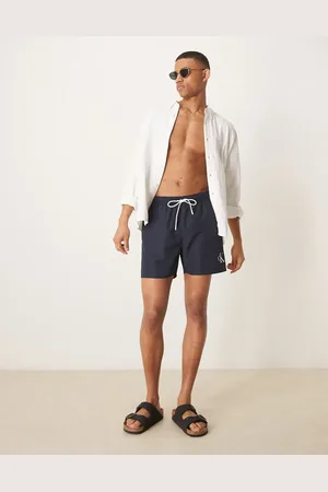 Calvin Klein Shorts de baño azul marino con cordón ajustable y logo de