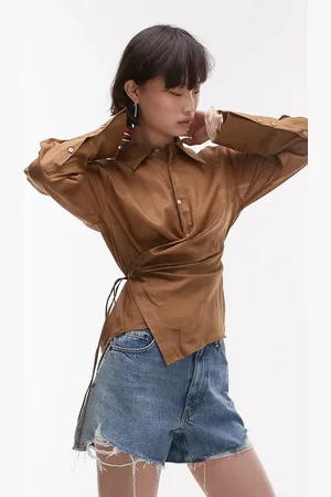 MANGO Camisa ligera cruzada en la parte delantera Ramie de