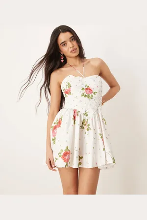 For Love & Lemons Vestido corto blanco estilo corsé Rosebud de -Multicolor