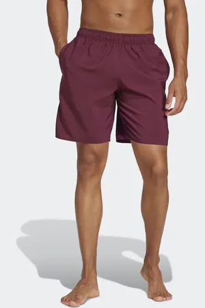 adidas Shorts de baño granates y negros de largo clásico Solid CLX de -Rojo