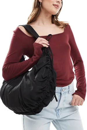 Monki Bolso de hombro fruncido con detalle de lazadas de nailon de