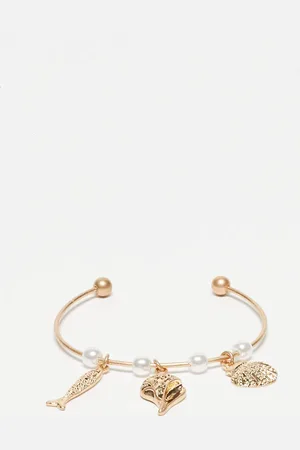 ASOS Pack de dos pulseras rígidas doradas con charms marinos de -Dorado
