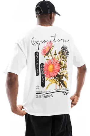 ASOS Camiseta blanca extragrande con estampado gráfico floral de