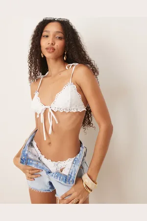 For Love & Lemons Top de bikini triangular con orificios Daisy de