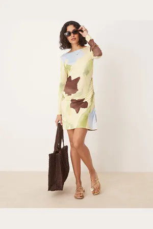 ASOS Vestido corto de manga larga con estampado floral de