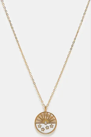 Reclaimed Collar unisex de cadena con colgante de piedra de luna y estrellas de