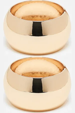 Reclaimed Pack de 2 pulseras doradas extragrandes sin cierres de