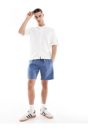 River Island Pantalones cortos azules sin cierres de tejido efecto lino de -Blanco