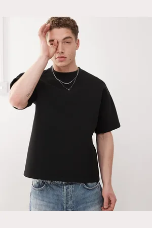 Weekday Camiseta negra de corte cuadrado de tejido efecto neopreno premium de
