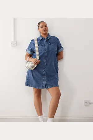 Noisy May Vestido vaquero azul con lavado medio de
