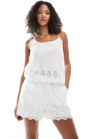 ONLY Pantalones cortos blancos con detalle de pointelle de (parte de un conjunto)