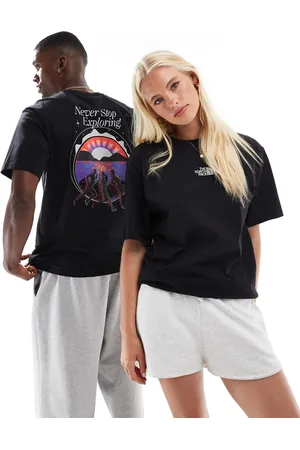 The North Face Camiseta negra unisex con estampado en la espalda Never Stop de