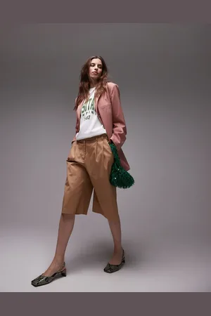 Topshop Pantalones cortos color de largo 3/4 con doble pinza de -Neutro