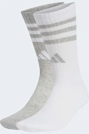 adidas Pack de 2 pares de calcetines deportivos acolchados de color blanco y gris medio liso de