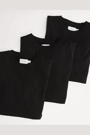 Topman Pack de 3 camisetas negras de corte estándar de