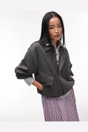 Topshop Chaqueta de sastre gris carbón estilo bomber de (parte de un conjunto)