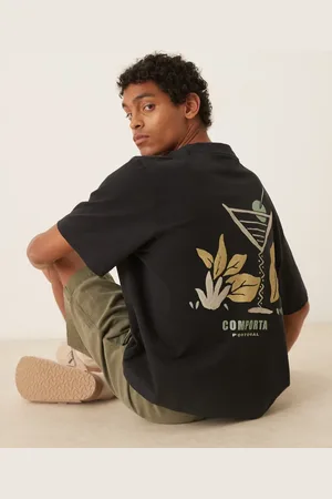 Abercrombie & Fitch Camiseta corta negra con estampado de ciudad en la espalda de