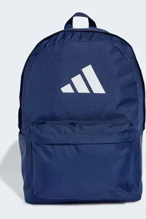 adidas Mochila azul oscuro y blanca clásica con logo de 3 bandas Classic de