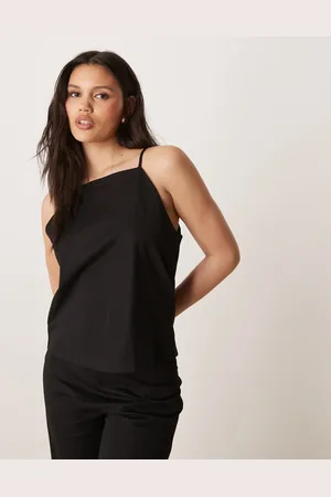 MANGO Top de tirantes con cuello cuadrado de mezcla de lino de (parte de un conjunto)