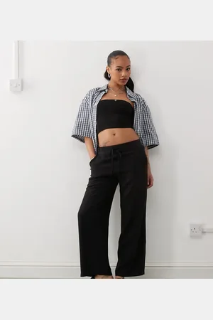 Noisy May Pantalones negros sueltos de mezcla de lino de