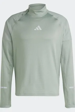 adidas Top verde plateado con media cremallera y detalles reflectantes Ultimate Hi Vis de