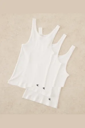 Calvin Klein Pack de 3 camisetas blancas de tirantes con cuello ancho de -Blanco