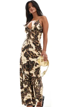 Miss Selfridge Vestido lencero largo con y lazada delantera de satén de -Multicolor