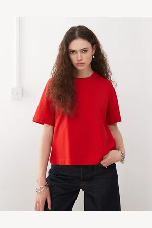 Weekday Camiseta roja de corte cuadrado Perfect de
