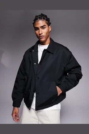 ASOS Chaqueta de entrenador negra de corte cuadrado extragrande de