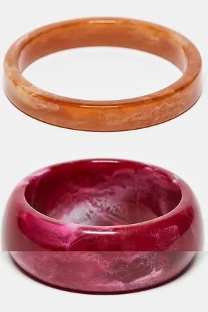 Reclaimed Pack de 2 pulseras rojas rígidas sin cierres de