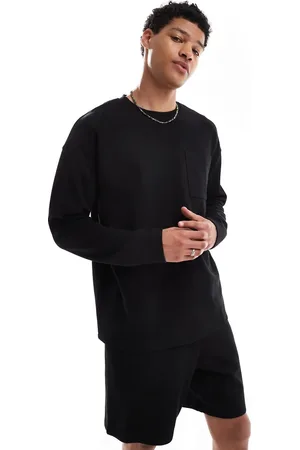 New Look Camiseta negra de manga larga de canalé de (parte de un conjunto)