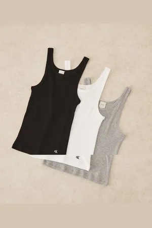 Calvin Klein Pack de 3 camisetas de color negro, blanco y gris de tirantes con cuello ancho de -Multicolor