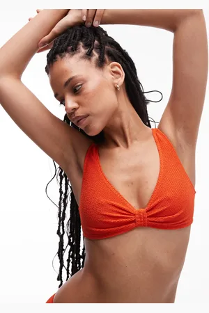 & OTHER STORIES Top de bikini triangular con detalle anudado de tejido rugoso de