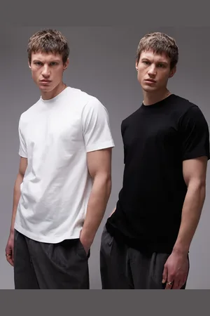 Topman Pack de 2 camisetas de color negro y blanco de corte estándar de