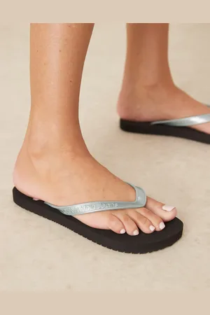 Calvin Klein Chanclas azul claro y negras con logo de -Negro