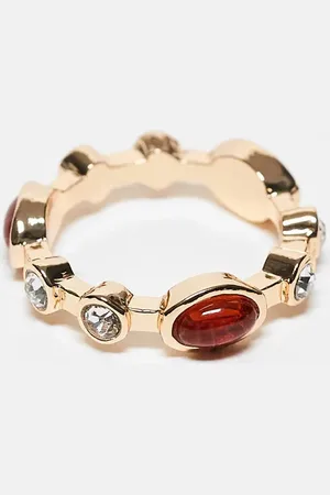 ASOS Anillo con piedra ámbar y diseño de cristales de