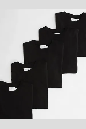 Topman Pack de 5 camisetas negras de corte estándar de