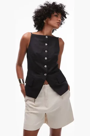 & OTHER STORIES Top estilo chaleco de traje con cuello cuadrado de mezcla de lino de