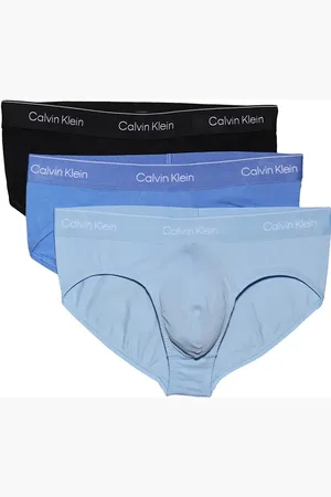 Calvin Klein Pack de 3 calzoncillos slip de color negro y azul Icon Cotton Stretch de